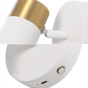 Paola 6" 1-Light Modern Adjustable Head Integrated Dimmable LED Rechargeable Wall Spotlight with Touch Sensor - JONATHAN Y